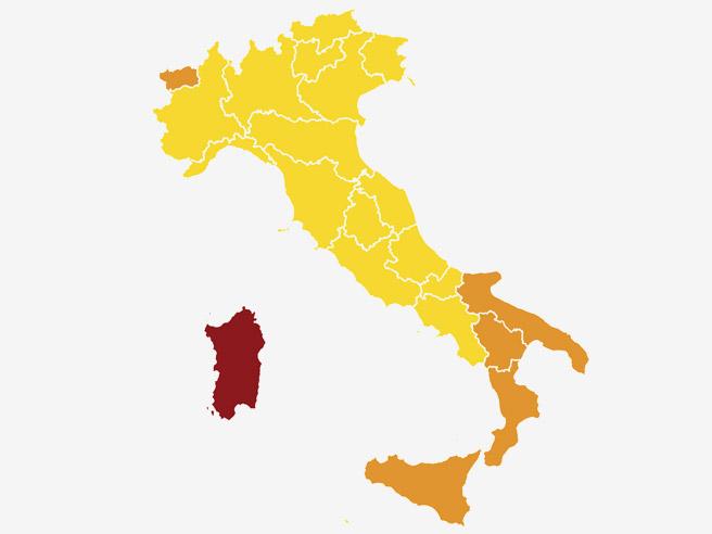 15 regioni in zona gialla a partire da oggi, ecco la mappa dell’Italia